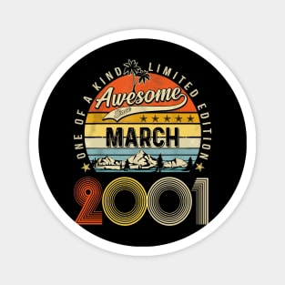 Awesome Since March 2001 Vintage 22nd Birthday Magnet